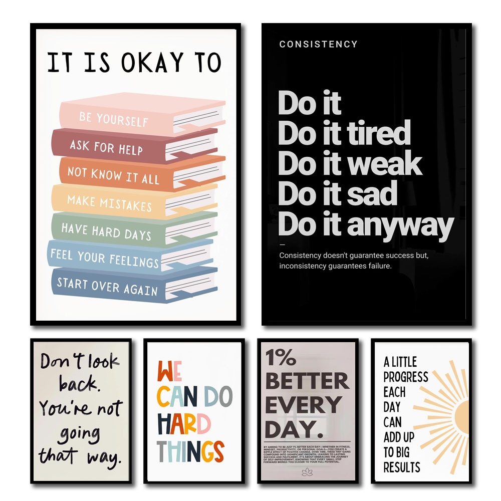 Geometric Wall Art - (2D canvas painting)1pc Inspirational Quote Poster