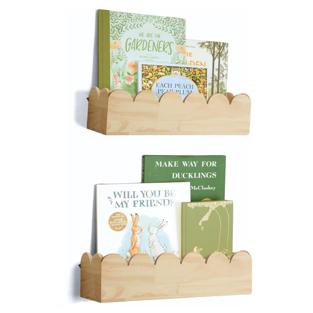 Floating Shelves - Boho Wooden Wall Shelf, Natural Pine