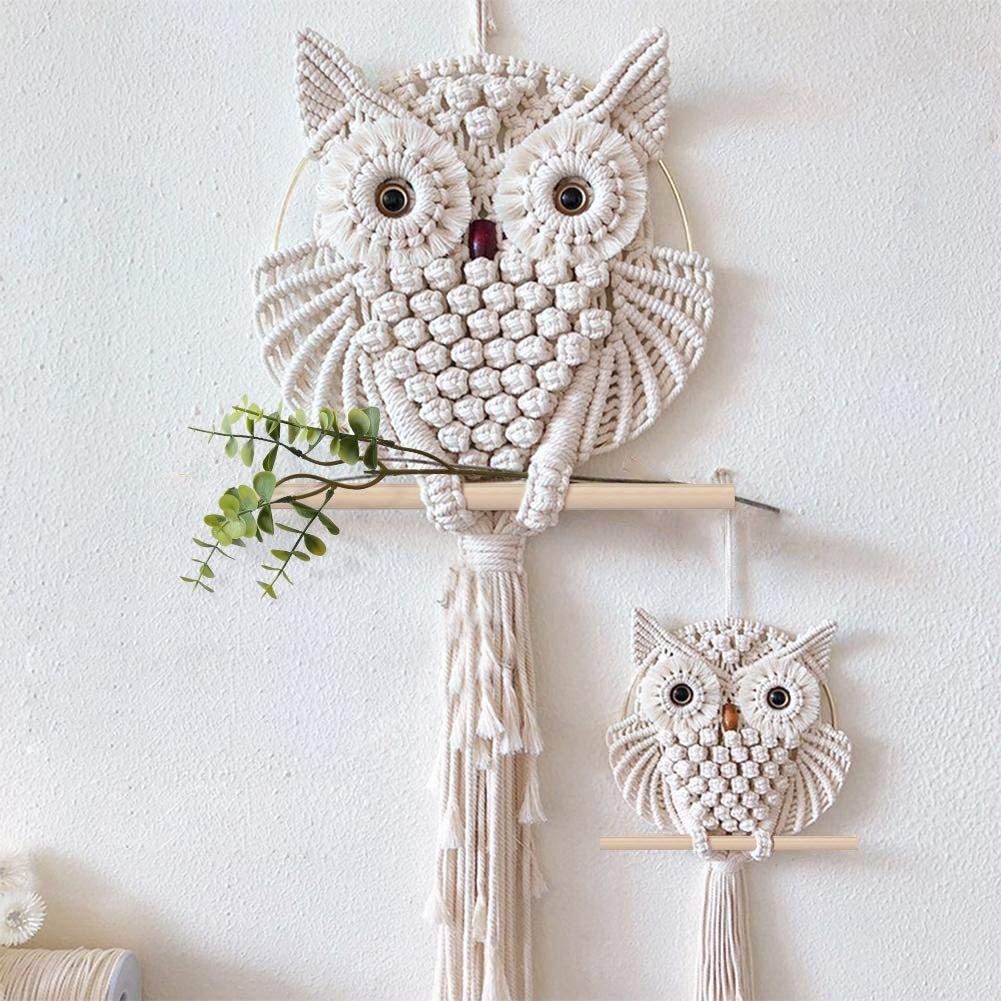 Woven Wall Basket - Owl Pendant Lace Wall Hanging Tapestry