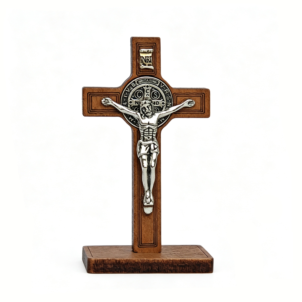 Home Decor Theme - St Benedict Standing Crucifix Wooden Cross