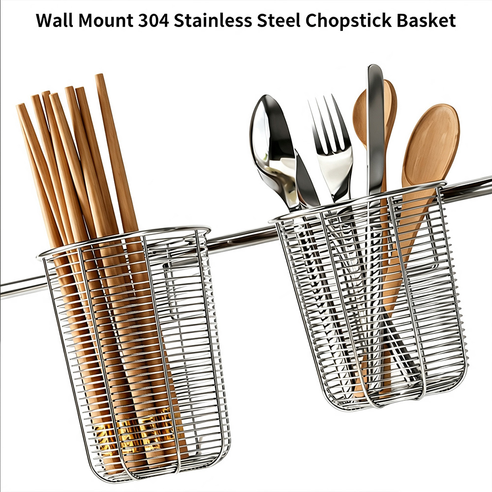 Woven Wall Basket - Wall Mounted 304 Stainless Steel Utensil