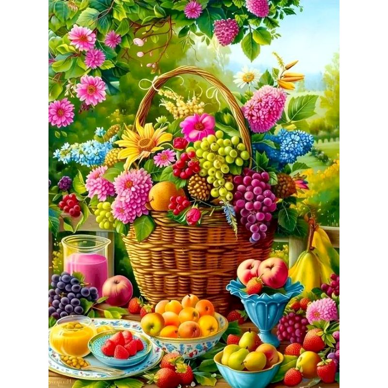 Woven Wall Basket - CHENISTORY Floral Basket Painting by numbers