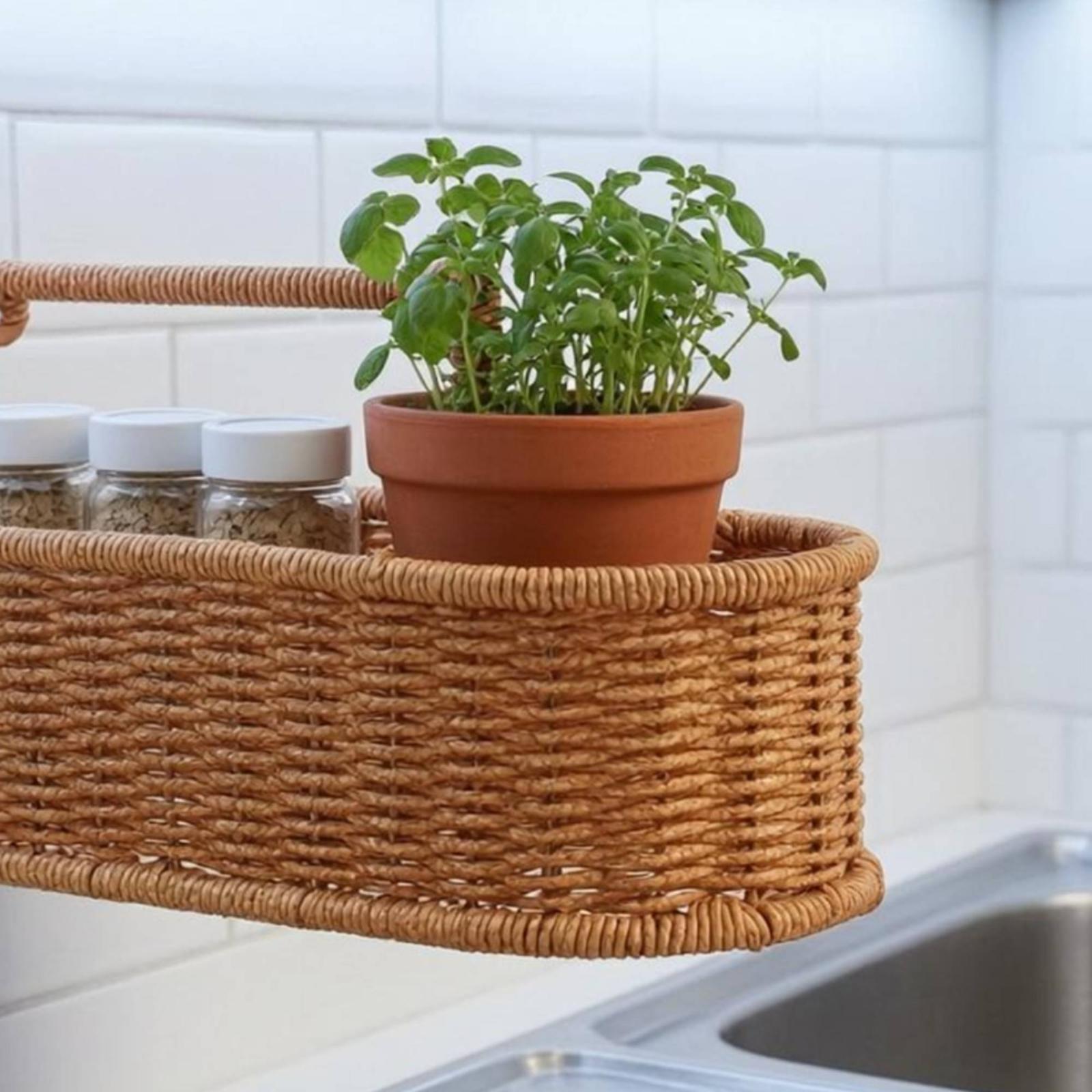 Woven Wall Basket - Wall-Mounted Woven Storage Basket Rounded Edges