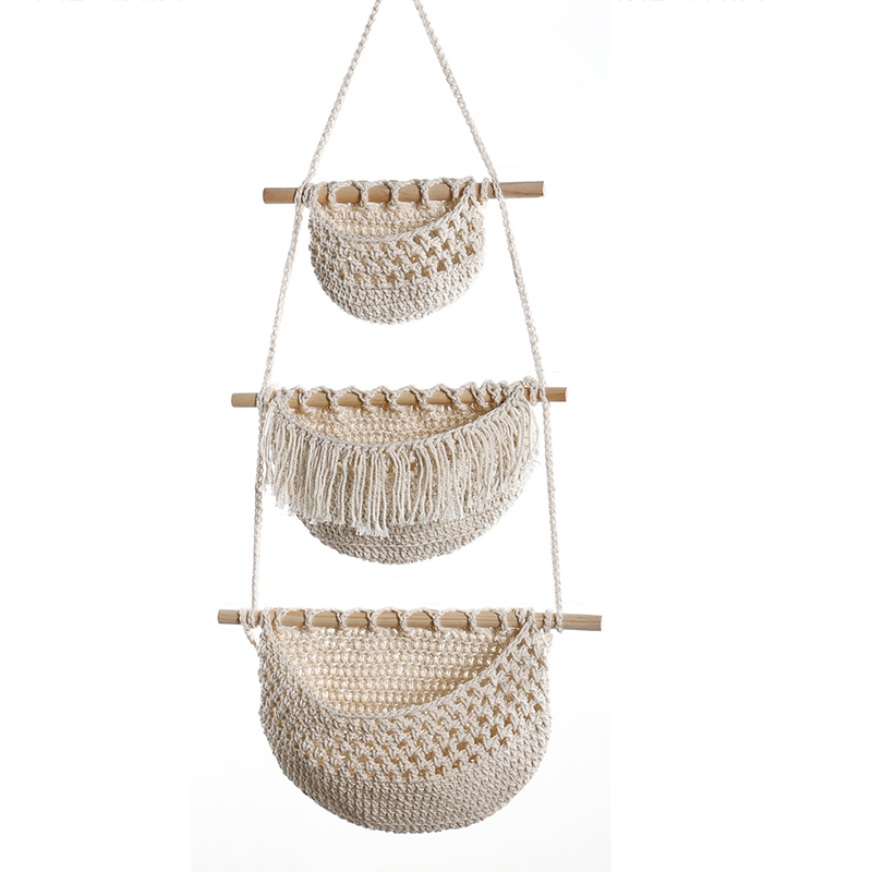 Hand-Woven Cotton Rope 3-Tier  - đánh giá và giá Woven Wall Basket