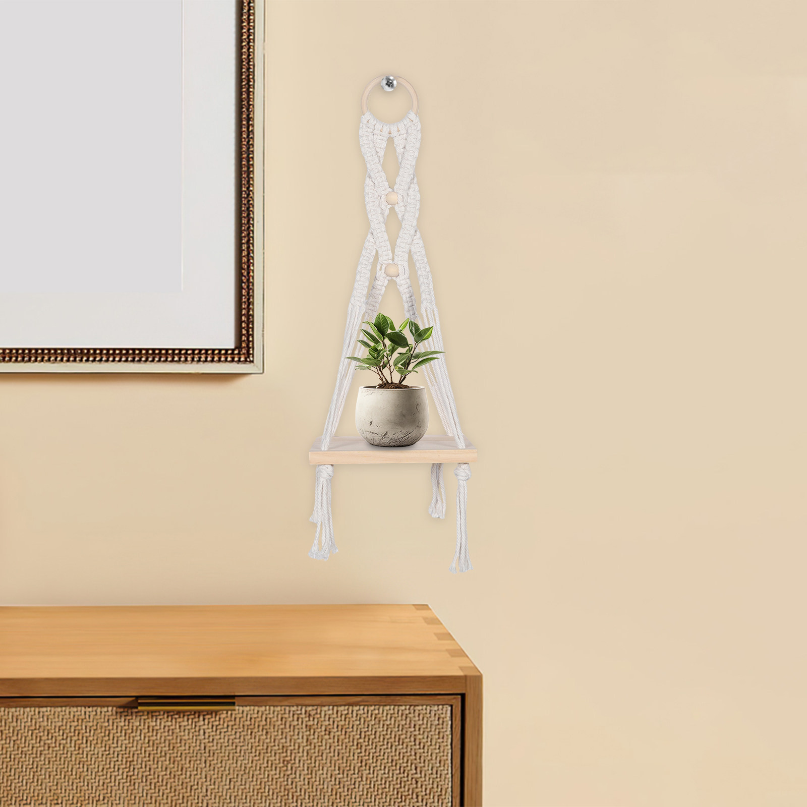 Macrame Wall Hanging Shelf Squ - đánh giá và giá Floating Shelves