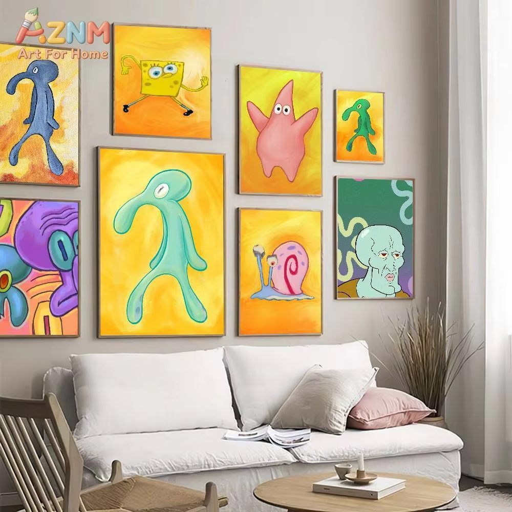 1pc AZMN SpongeBob SquarePants - đánh giá và giá Geometric Wall Art
