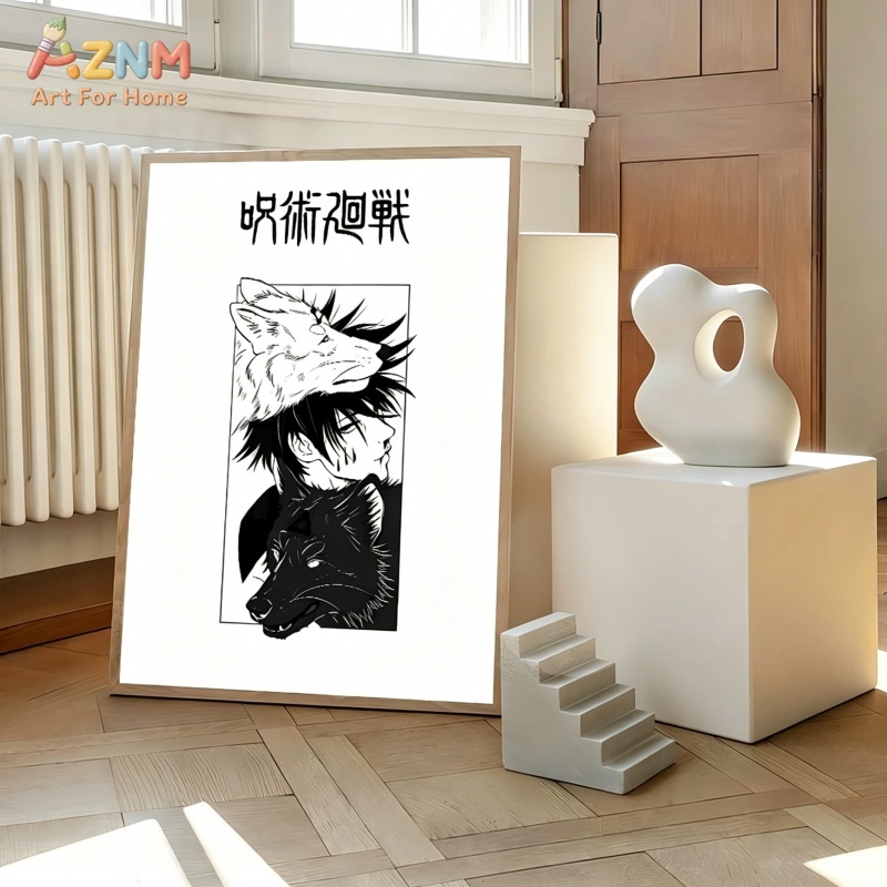 AZNM Jujutsu Kaisen Black Whit - đánh giá và giá Geometric Wall Art