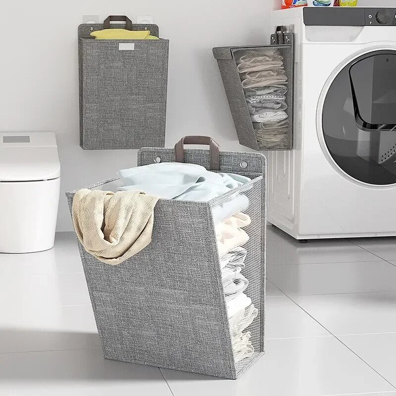 1pc Foldable Adhesive Laundry  - đánh giá và giá Woven Wall Basket
